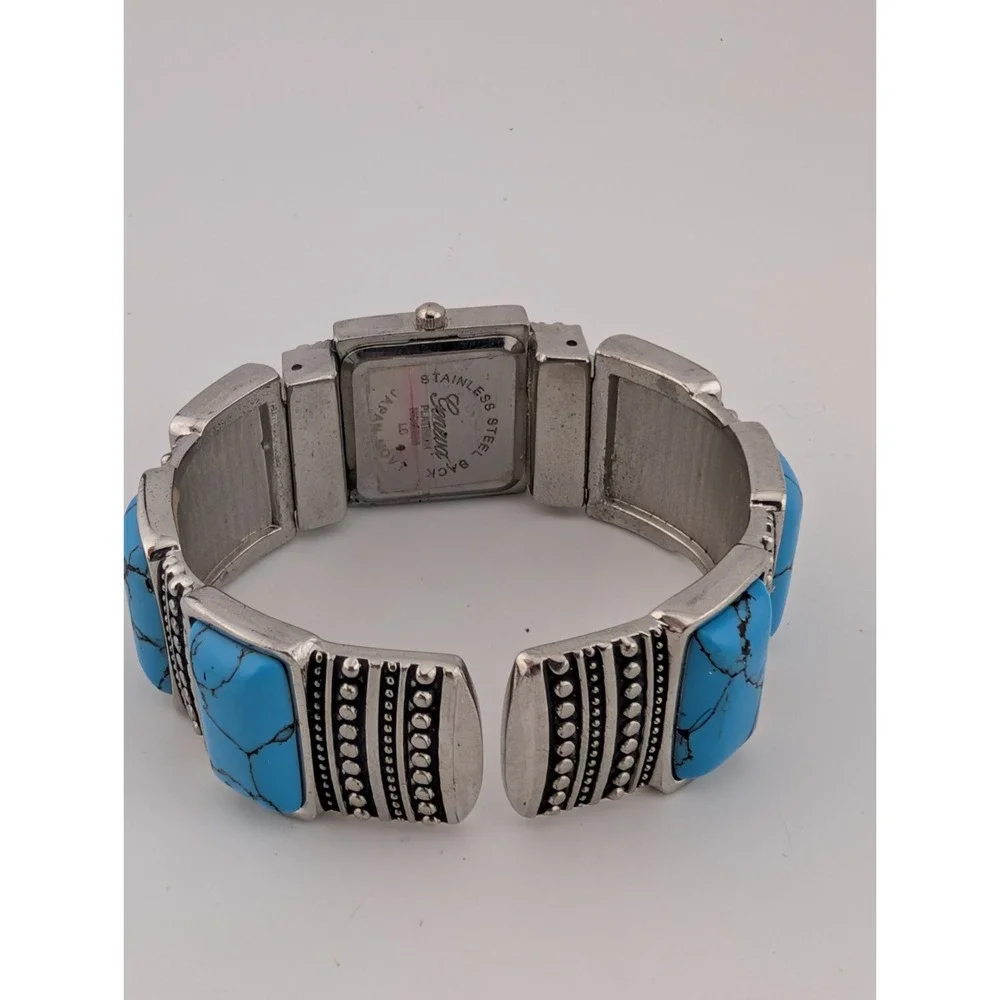 Geneva Platinum Women's Southwest Turquoise Watch Bangle Band- New Battery